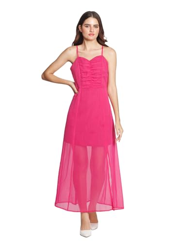 Zink London Women's Pink Solid Maxi Dress