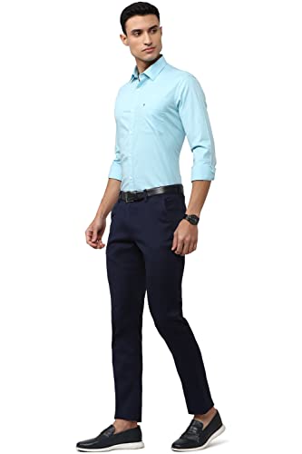Men Navy Solid Trousers