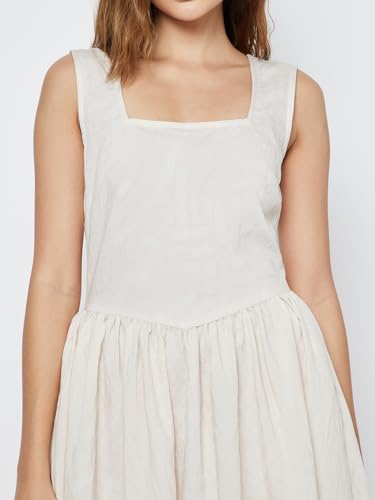 Max Women Printed A-line Dress (White_XL)
