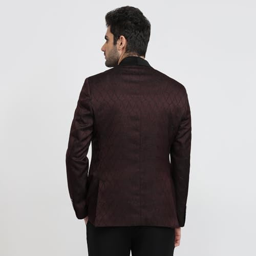 Raymond Maroon Jacquard Pattern Men Suit