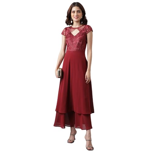 Latin Quarters Women Maroon Sequinned Dress