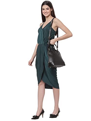Aquatan Black Saffiano Faux Leather Handbag for Women with Crossbody Strap | Stylish and Practical Everyday Bag
