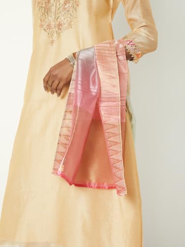Max Women Embroidered A-line Kurta Set(Beige_S)