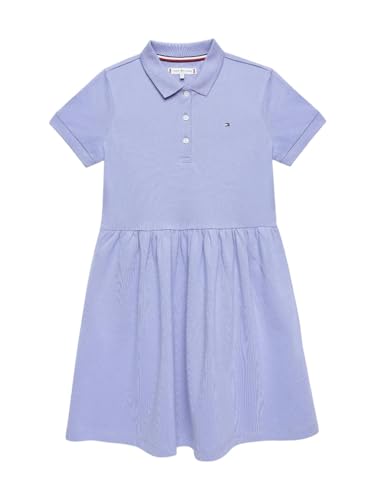 Girls Cotton Polo Collar T-Shirt Dress Purple