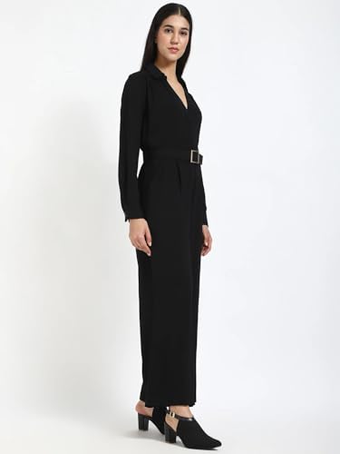 Regular Fit Solid Black Jumpsuit