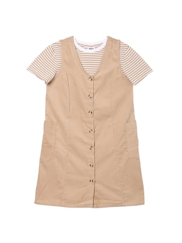 Max Girls Solid Pinafore Dress with T-Shirt (Beige_10-12 Y)