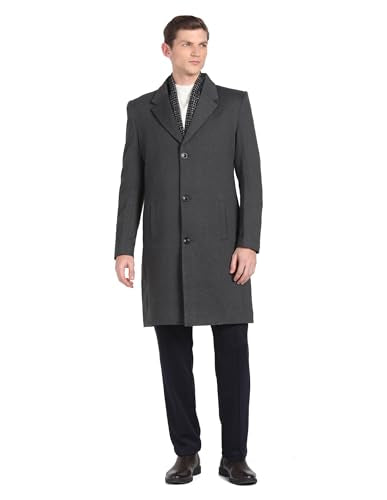 Arrow Notch Lapel Collar Solid Trench Coat