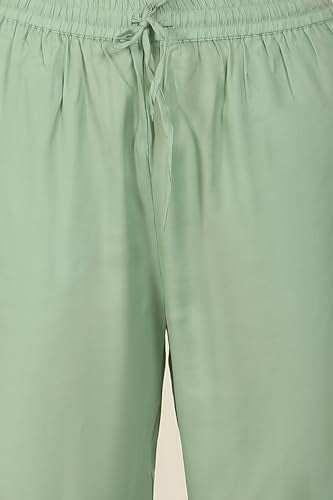 W for Woman Solid Embroidered Straight Organza Suble Green Kurta, Pant and Dupatta Set (Size: 2XL)-24AUWS11709-124502