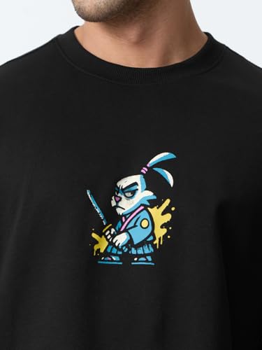 The Souled Store Breaking Limits Men and Boys Short Sleeves Round Neck Black Graphic Printed Casual Lightweight Drop Shoulder Streetwear Trendy Oversized T-Shirt