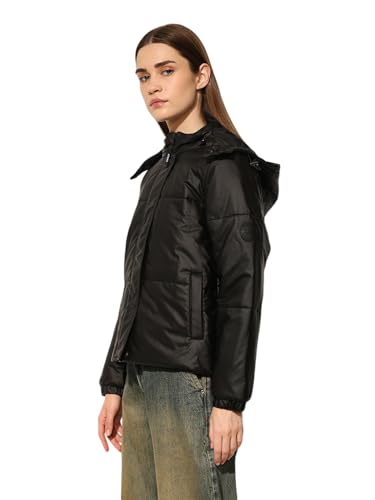 ONLY Women's Solid Regular Fit Black Jacket