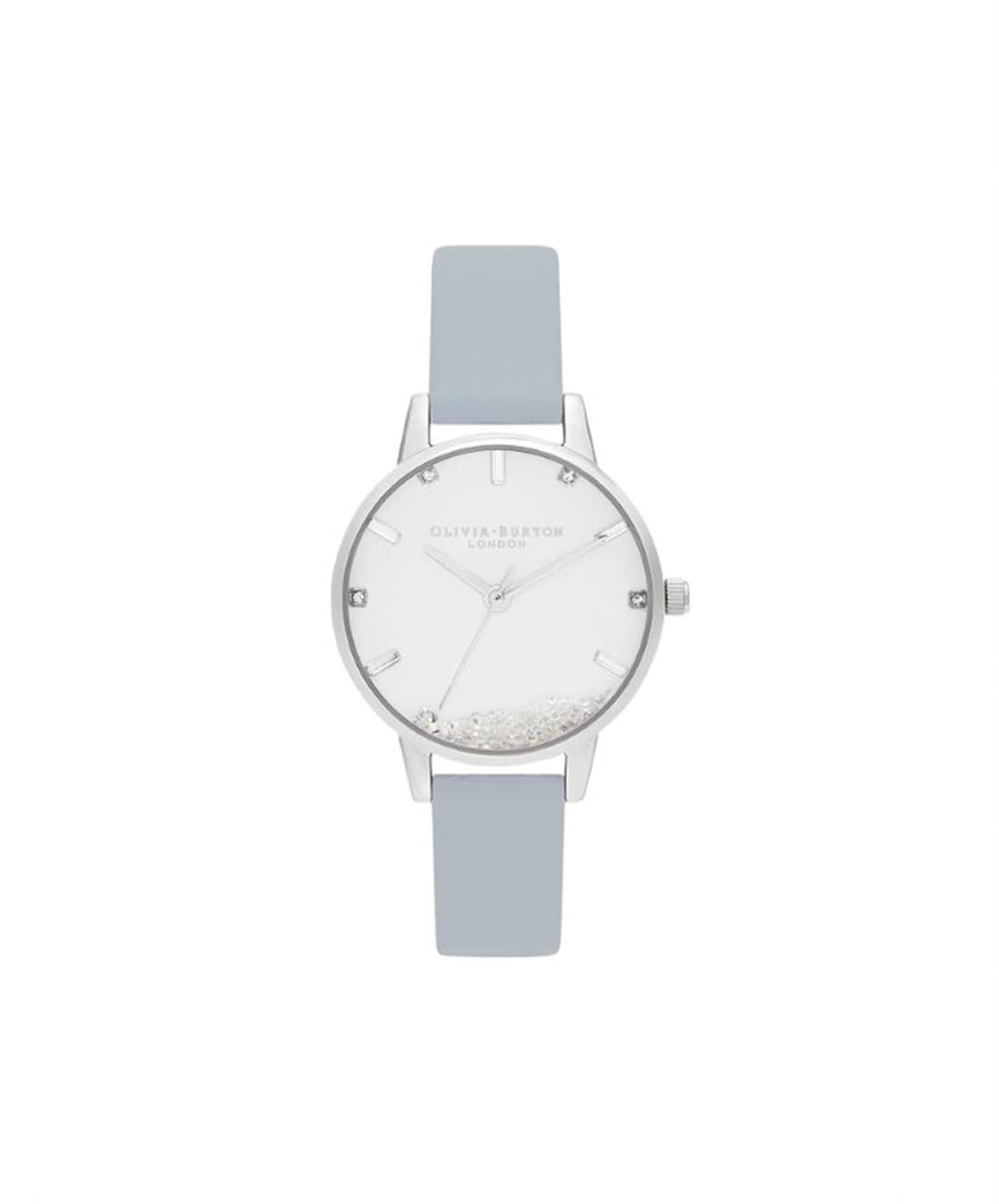 Olivia burton The Wishing Watch Qtz Basic White & Stone Round Dial Women's Watch|Chalk Blue Vegan Material Material|Blue Color Band - OB16SG07