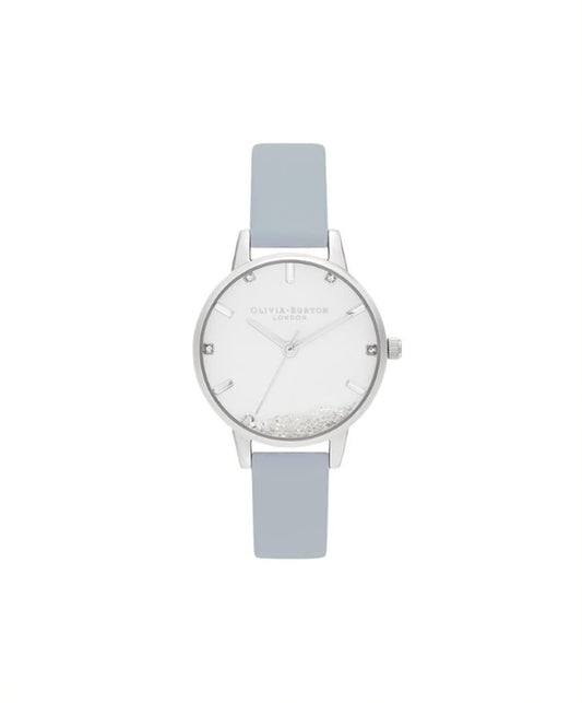 Olivia burton The Wishing Watch Qtz Basic White & Stone Round Dial Women's Watch|Chalk Blue Vegan Material Material|Blue Color Band - OB16SG07