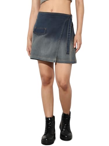 ONLY Women's Wrap High Rise Blue Skirt