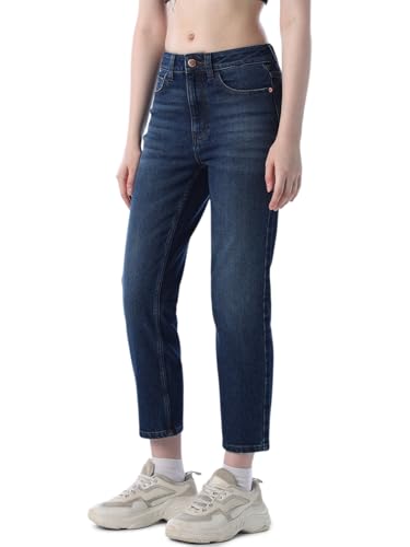 ONLY Women's Solid Slim Fit High Rise Blue Jeans