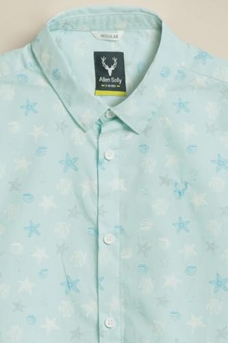 Boys Light Blue Print Casual Shirt