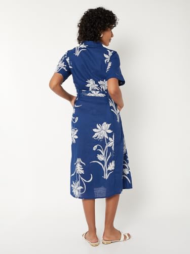 Max Women Floral Print Shirt Dress (Blue_M)