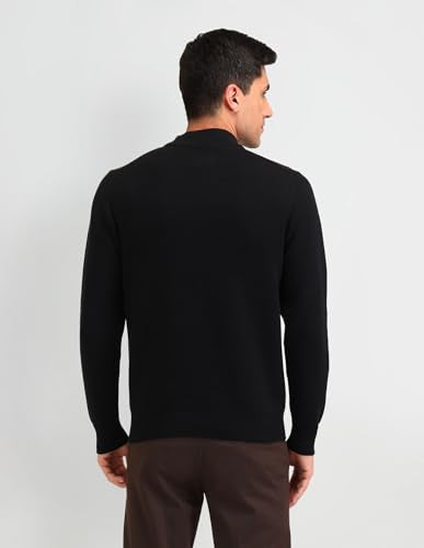 U.S. Polo Assn. Denim Co. Mens Black Solid Long Sleeve Cotton Classic Pullover Sweater (UDSWE0298_Black_)
