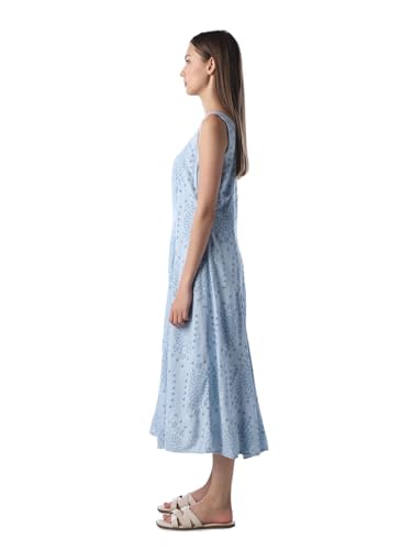 ONLY Women's Self Design Fit and Flare Blue Dress