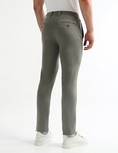 Arrow Sport Men's Solid Super Slim Fit Trousers (ASAKTR2401_Olive_38)