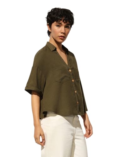 ONLY Women's Regular Dark Green Shirt