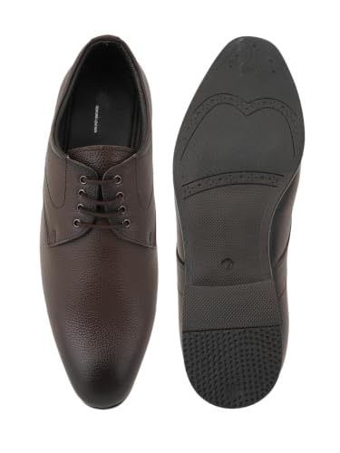 RAI SAHAB Formal Shoe for Men | Lace-Up Derby for Business & Casual Wear | Stylish Design with Comfortable Fit for All-Day Support(6401BRN-11UK) Brown
