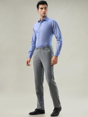 Raymond Blue Structure Pattern Men Long Sleeve Casual Shirt