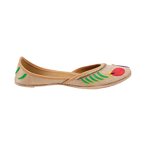 Metro Womens Synthetic Beige Mojaris (Size (6 UK (39 EU))