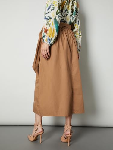 Max Women Embroidered Midi Skirt (Brown_S)