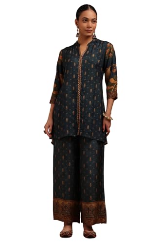 Soch Womens Teal Muslin Kalamkari Print Co-Ord Set
