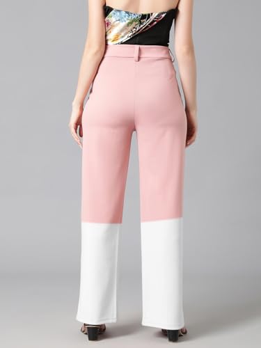 KOTTY Women's Straight Leg High-Rise Stylish Designer Trousers(Multicolor,26)