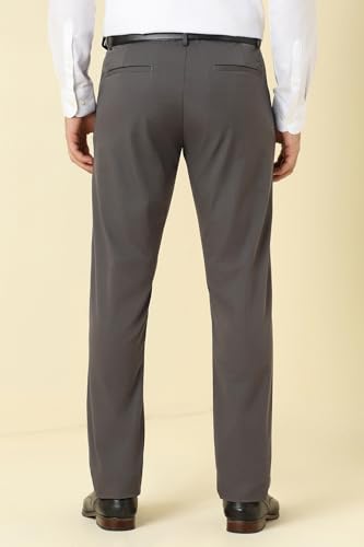 Men Grey Solid Formal Trousers