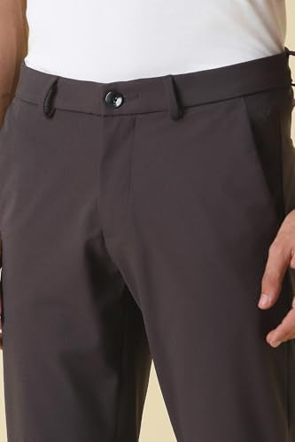 Men Brown Solid Casual Trousers