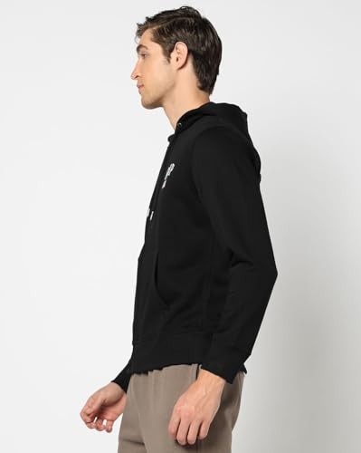 GAP Men Printed Regular Fit Full Zip Neck Full Sleeves Sweatshirt,Black,L