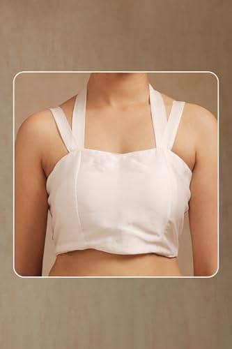 Soch Womens Off White Fendy Satin Embellished Saree With Stone Work