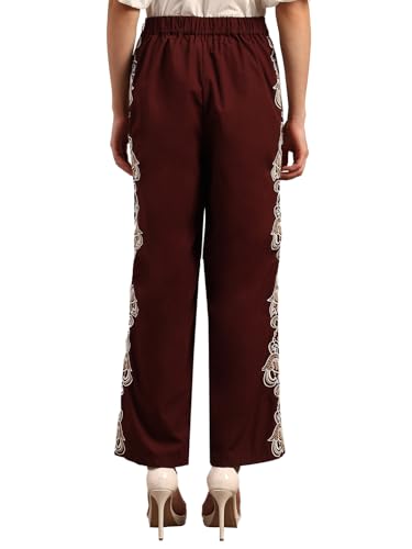 VERO MODA Women's Straight Fit High-Rise Brown Pants