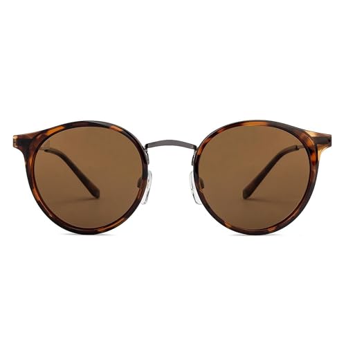 VINCENT CHASE EYEWEAR By Lenskart | Full Rim Round Sunglasses| Polarized And 100% Uv Protected | Men & Women | Medium | Vc S11164 Brown Frame, Brown Lens - Pack Of 1