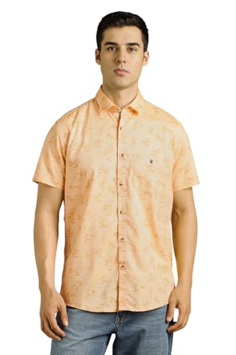 Men Yellow Slim Fit Print Half Sleeves Casual Shirt