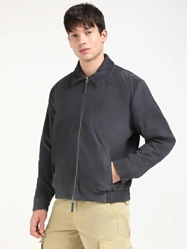 Solid Regular Fit Leather Jacket