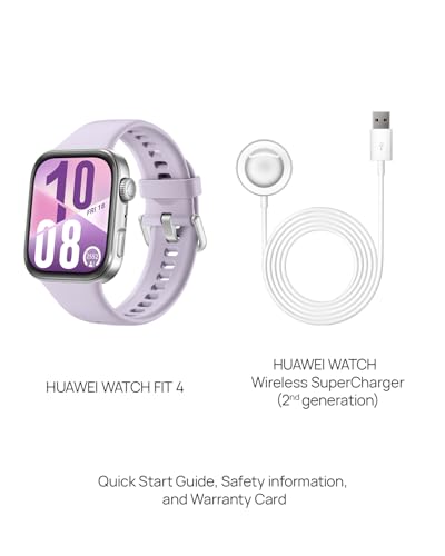Huawei Watch FIT 4 smartwatch, 1.82" Large Display, Up to 10-Day Battery Life, Dual Band GPS, 100+ Sports Modes, Fitness Health Tracker, Emotional Assistant, Compatible with Android iOS, Purple