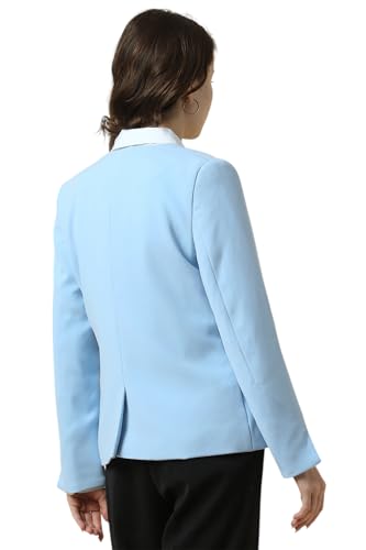 Women Light Blue Regular Fit Blazer