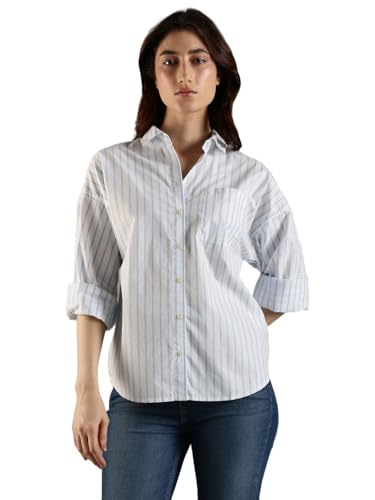 Tommy Hilfiger Striped Relaxed Fit Cotton Shirt Light-Blue