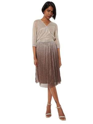 Max Women Ombre A-line Dress (Beige_S)