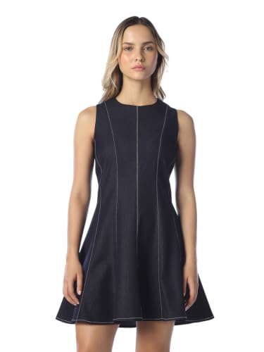 ONLY Women's Solid Fit and Flare Blue Dress