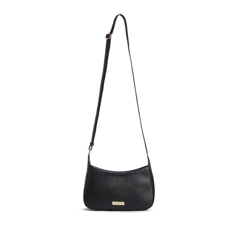 Caprese Carol Small Sling Bag for Women with Adjustable Strap & Zip Closure for Comfortable Wear | Versatile Handbag for Everyday Use, Travel, and Special Occasions (Black)