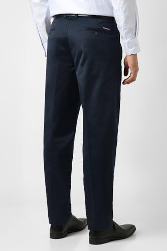 Men Navy Solid Smart Fit Trousers