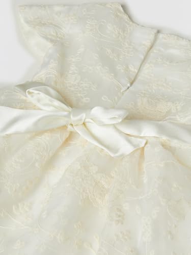 Max Girls Embroidered A-line Dress(White_3-4 Y)