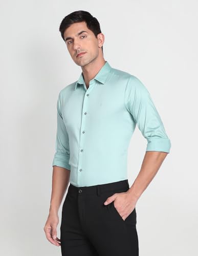 Arrow Men's Slim Fit Shirt (ANAFSH1028_Green