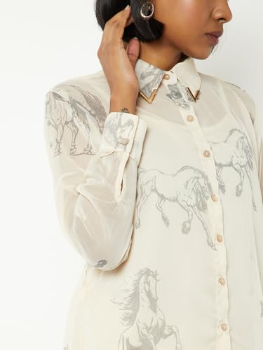 Max Women Woven Shirt with Camisole (Off White_M)