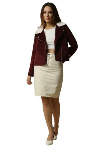 Allen Solly Women's A-Line Coat (AHJKCRGFG97460_Maroon