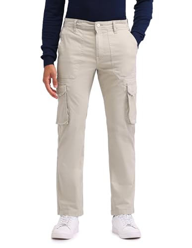 U.S. POLO ASSN. Mens Straight Fit Overdyed Cargos (UDTROO001_Stone_34)